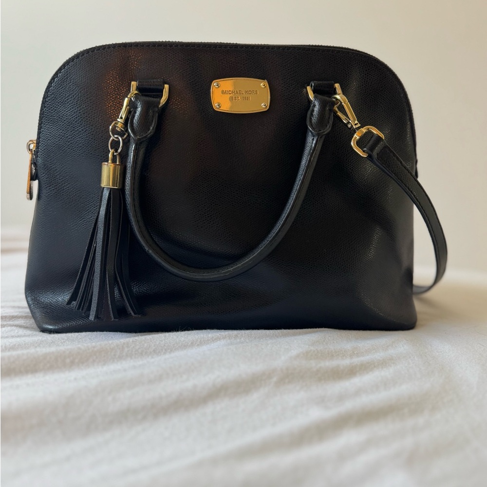 Michael Kors Black Satchel with Gold Accents